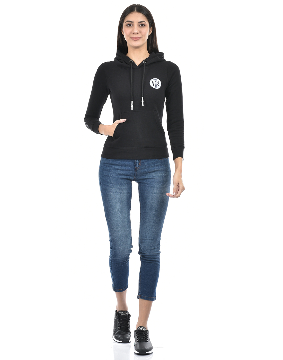 Numero Uno Women Abstract Black Sweat Shirt